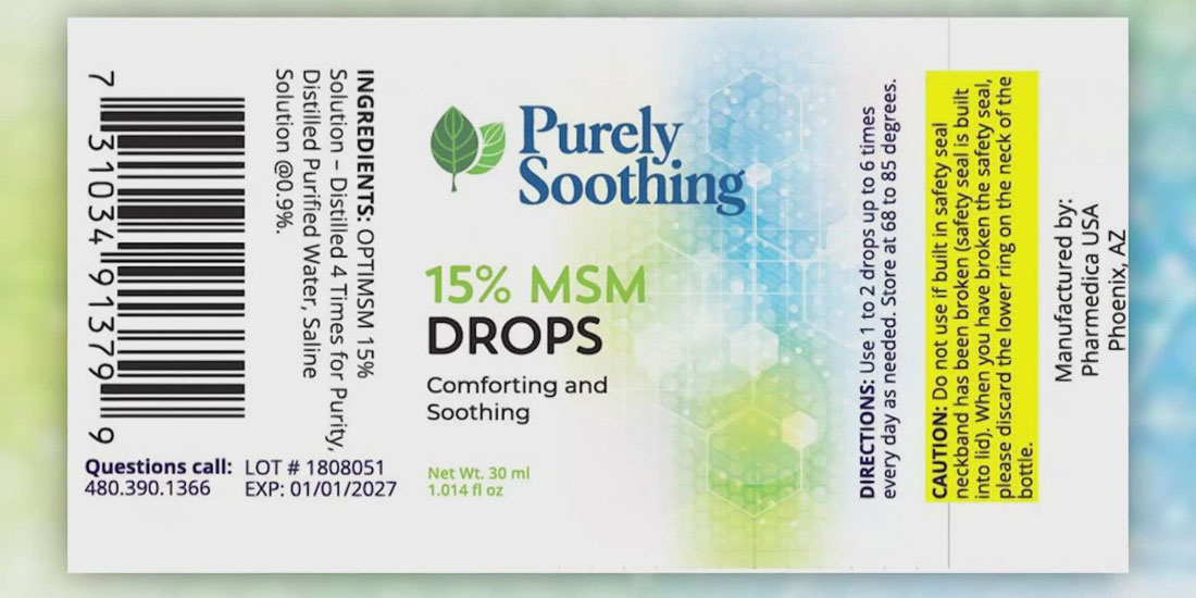 Οδηγίες του ΕΟΦ για το αντιφλεγμονώδες φάρμακο για τα μάτια «Purely Soothing 15% MSM Drops»